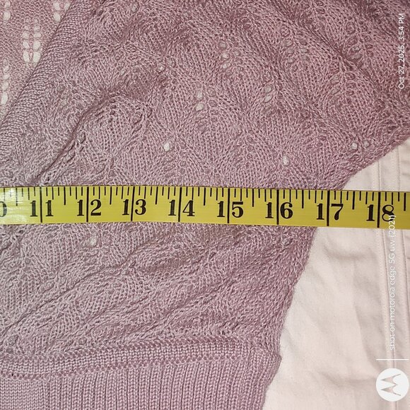 CATHERINE MALANDRINO KNIT TANK LACEY/SOLID MIXED MEDIA ALPACA DUSTY ROSE MEDIUM - Picture 6 of 9